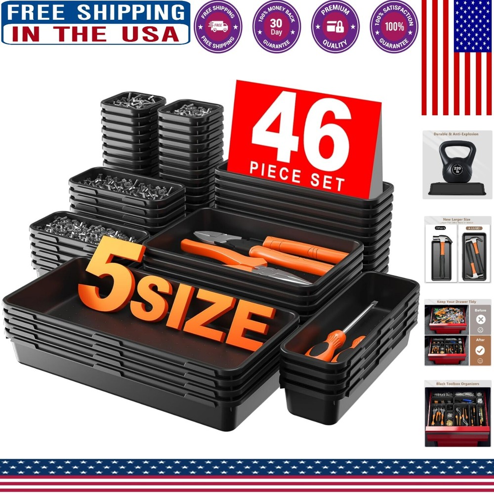 Durable Interlocking 46PCS Tool Storage Organizer - Ideal for Garage & Workbench