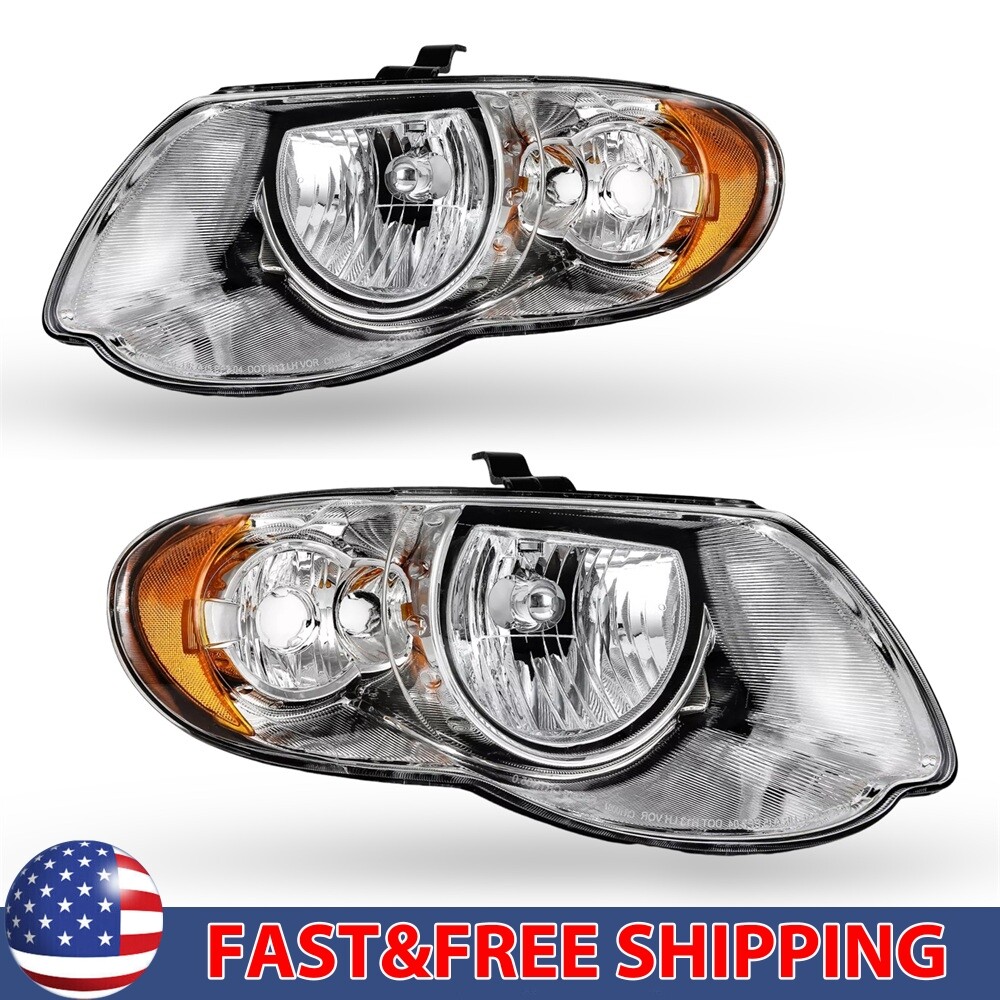 Headlights Assembly Pair For 2005-2007 Chrysler Town&Country 3.3L 3.8L