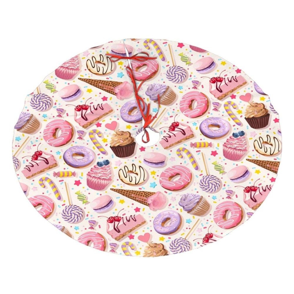 Lollipop Candy Macaroon Cupcake Christmas Tree Skirt 36
