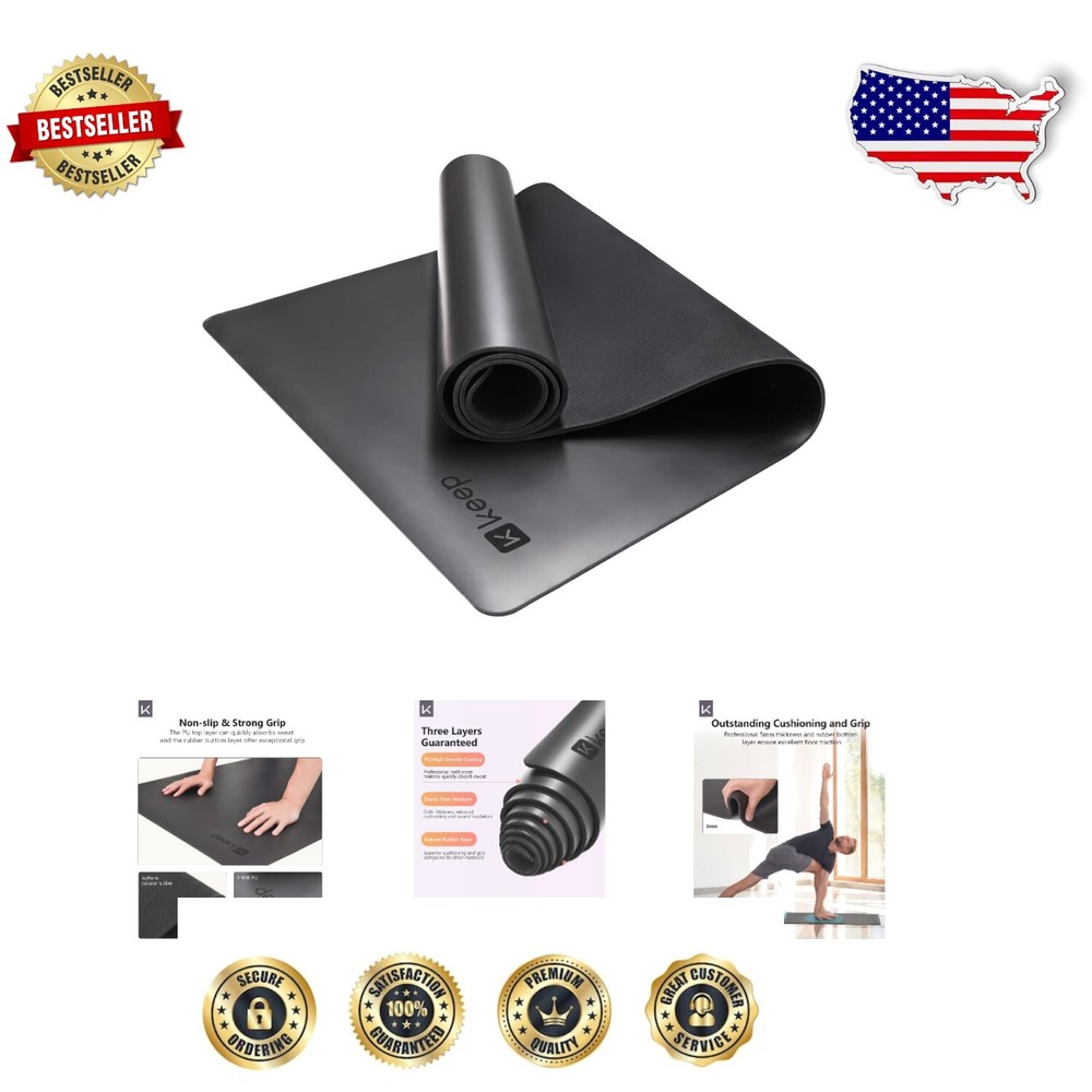 Durable 7.7 lbs Yoga Mat with Strap for Comfort and Safe Workouts