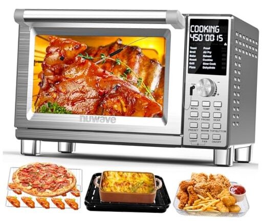 Nuwave Bravo Pro Smart Toaster Oven Countertop True Air Fryer Combo w/Improved