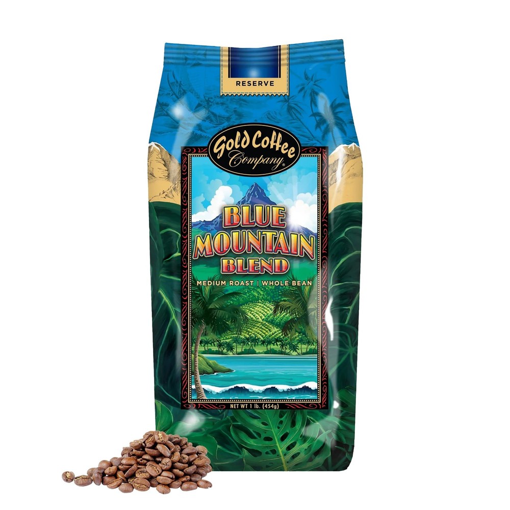 Gold Coffee Blue Mountain Blend 1 Lb Medium Roast Whole Bean Coffee