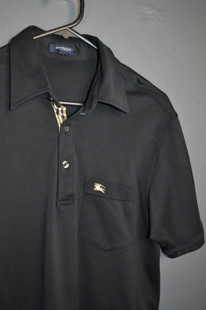 Burberry Vintage Black Polo Shirt in Egyptian Cotton Size S