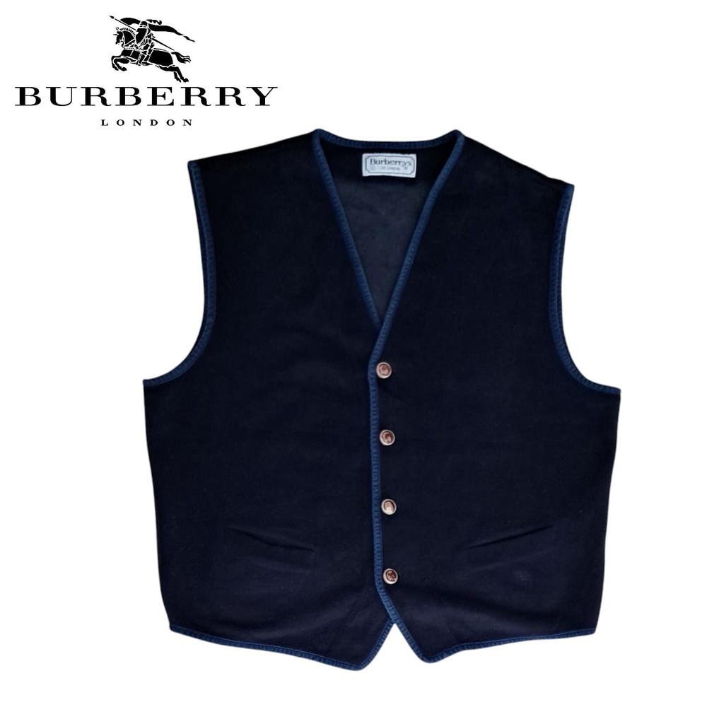 Vintage 90s Burberrys Wool Vest Preppy Style Size L