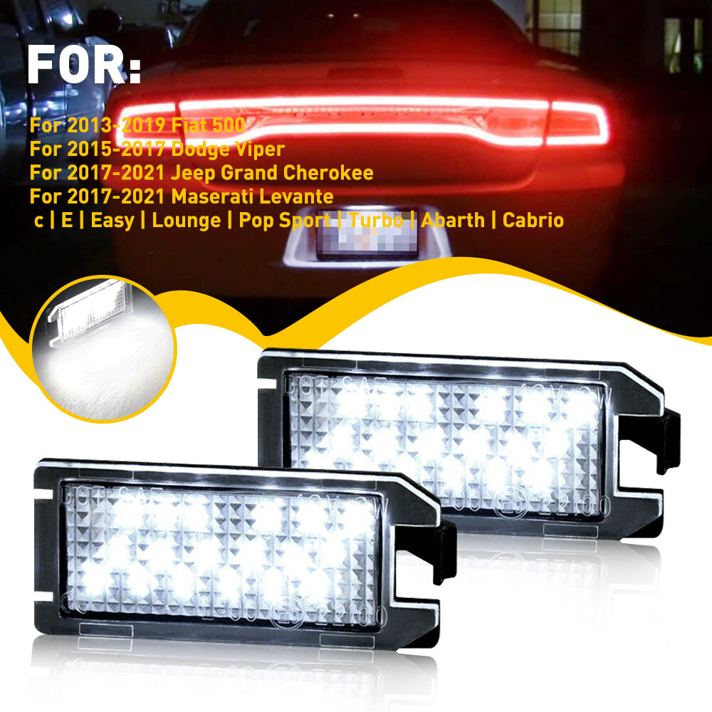 2x LED License Plate Lights Lamps For 2013-2019 500 Fiat Maserati Levante USA