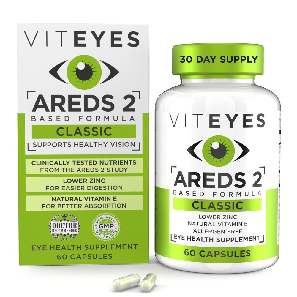 AREDS 2 Eye Vitamins, Classic Macular Support, Allergen Free , with Natural E...