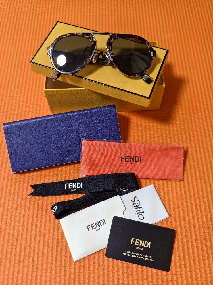 Fendi Tortoise Shell Sunglasses Brown Dark Frame with Case & Guarantee