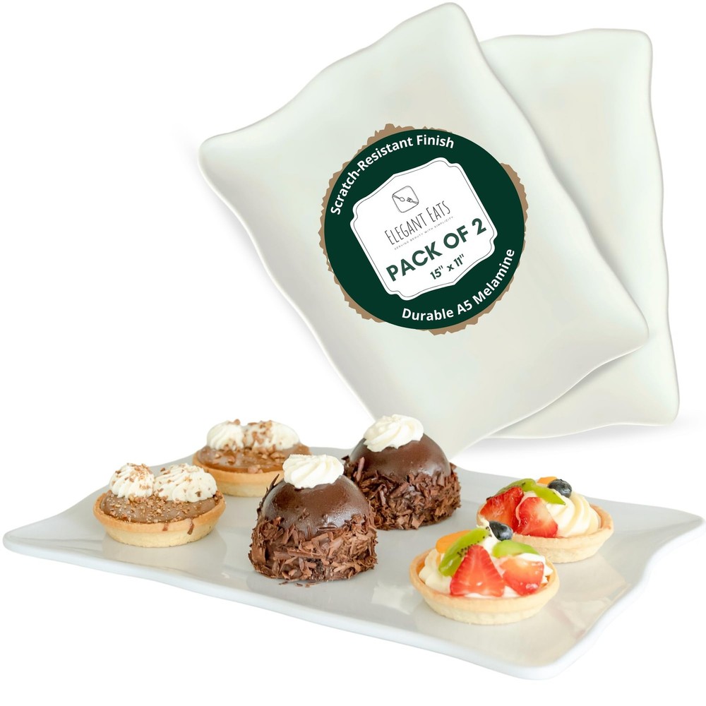 Melamine 15x11 Rectangular Serving Platters and Trays for Entertaining