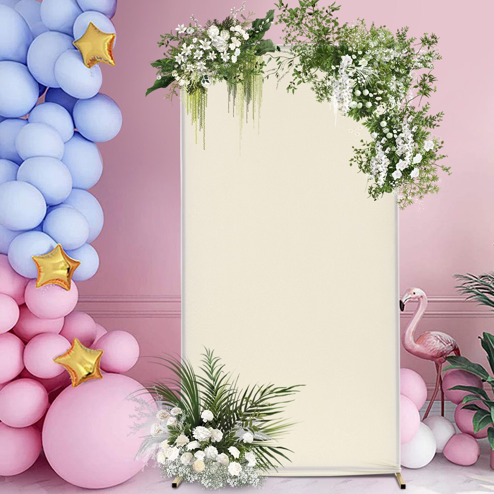 Elegant Freestanding Gold & Beige Wedding Backdrop Stand with Sturdy Base