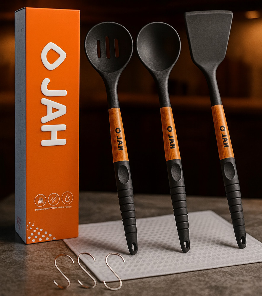 Non Stick Silicone Cooking Kitchen Utensils Set 3 Pcs Dishwasher Safe BPA Free