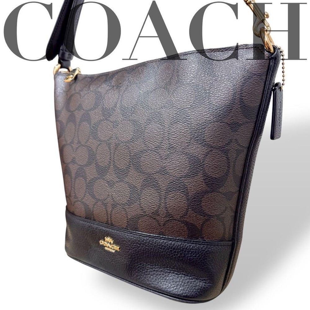 Coach Brown PVC Signature Shoulder Bag G05081128 Authentic