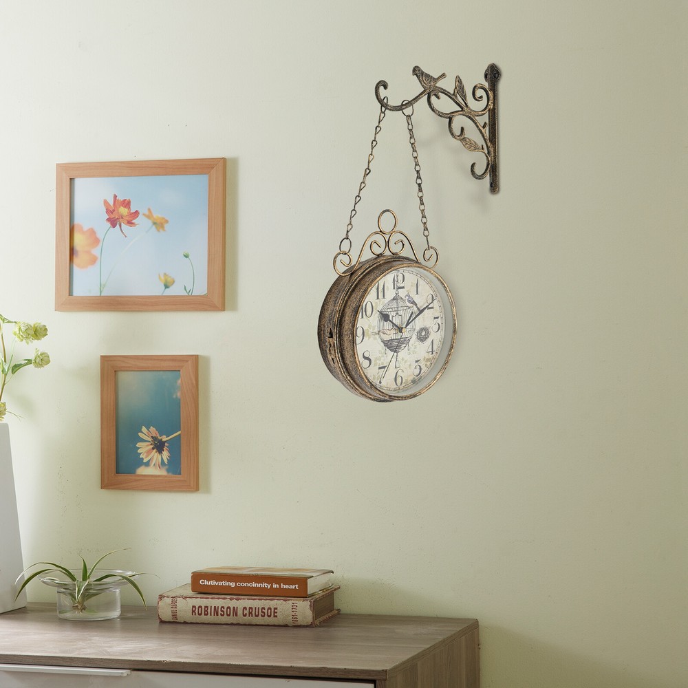Double-Sided Vintage Wall Clock for Home & Commercial Spaces