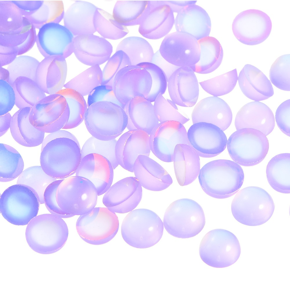 100pcs Cat Eye Resin Beads, 6mm Flatback Round Dome Beads Purple