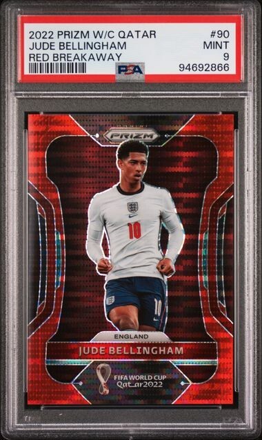 2022 PANINI PRIZM WORLD CUP QATAR JUDE BELLINGHAM RED BREAKAWAY 58/99 PSA 9!!!