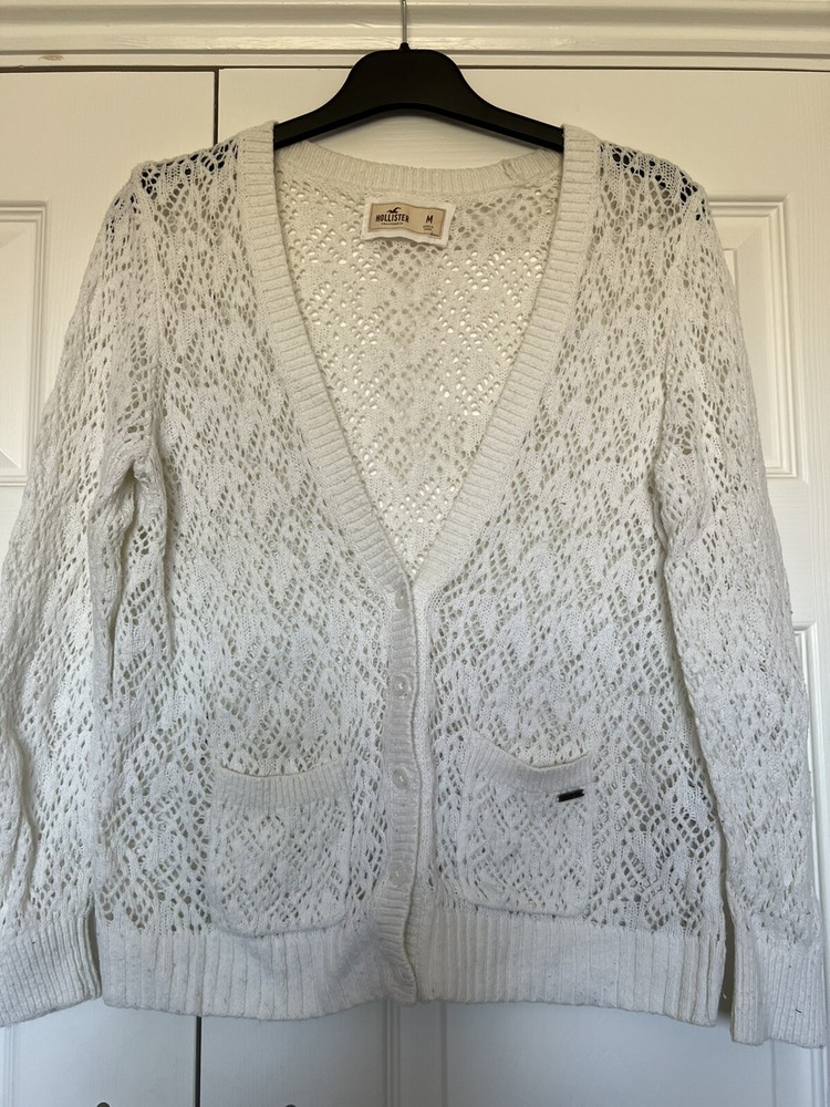 Ladies White cardigan. hollister size m