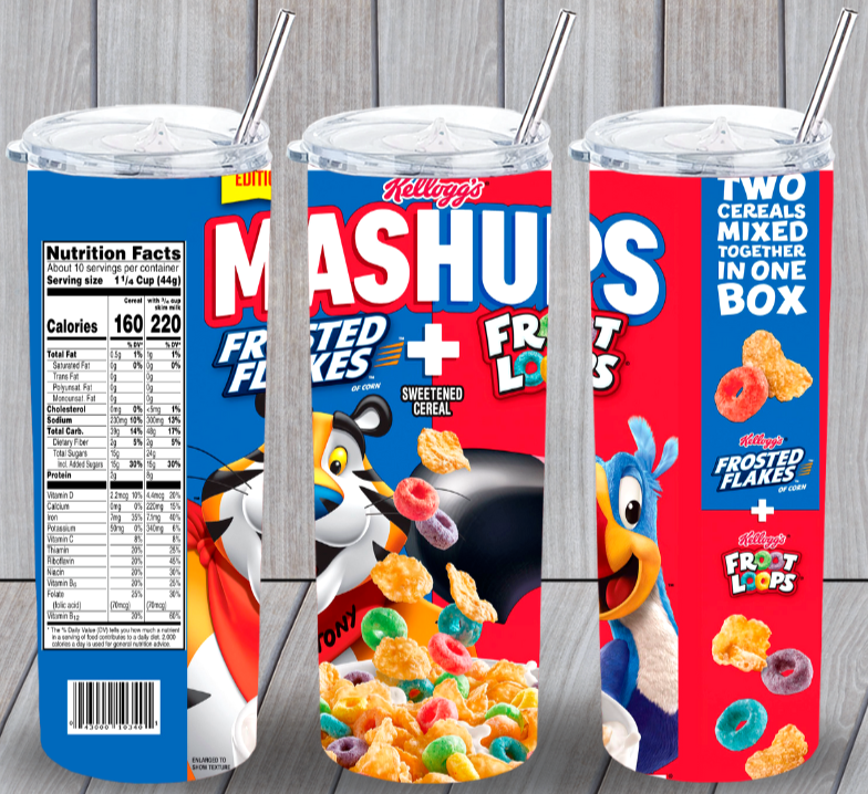 Kelloggs Marshups Cereal Multicolor 20oz Insulated Tumbler Lid Straw New