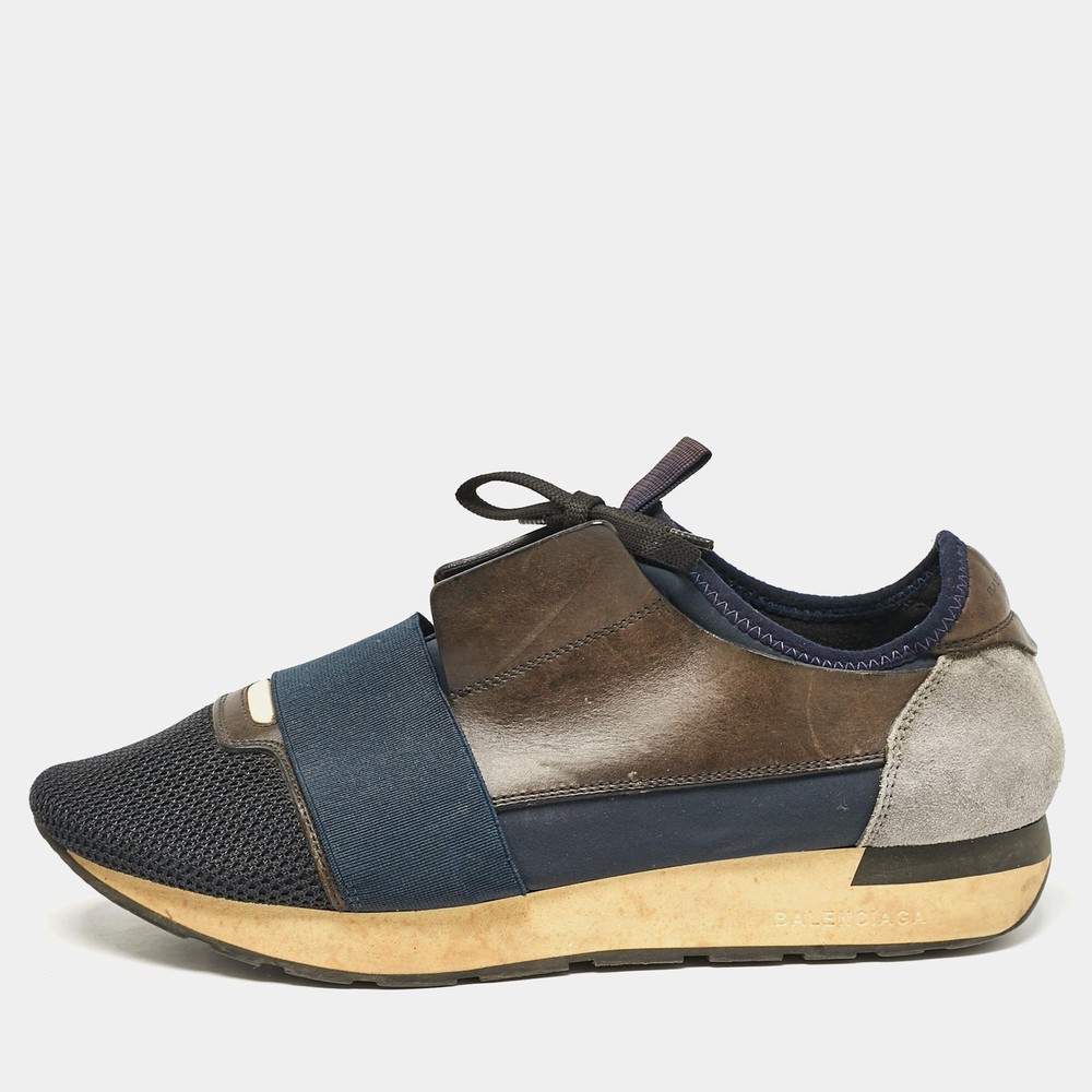 Balenciaga Multicolor Leather and Mesh Race Runner Low Top Sneakers Size 41