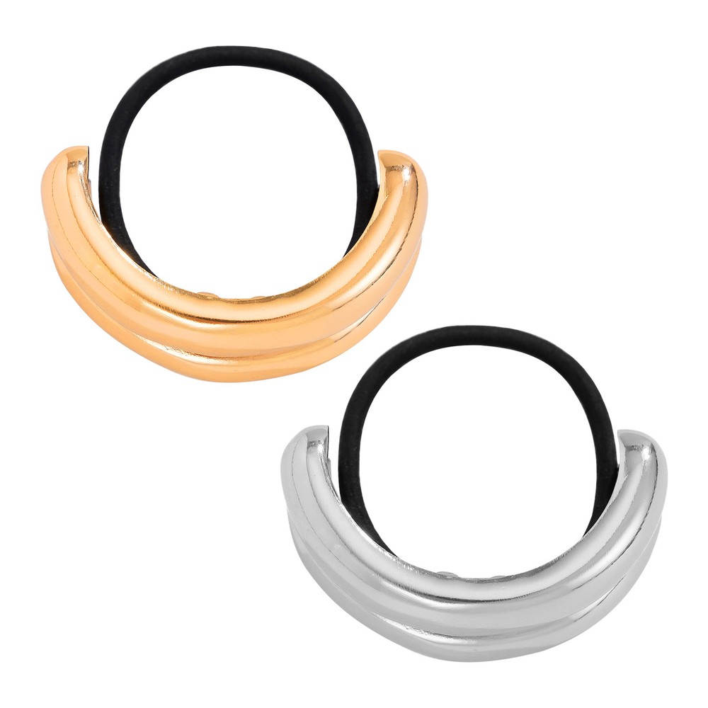 Double Arch Metal Hair Tie Elastic Fashion Ellipse Ponytail Holder