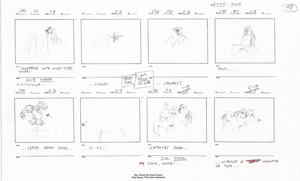 Winnie the Pooh Grand Adventure Disney Production Original SB Drawings 1997 4724