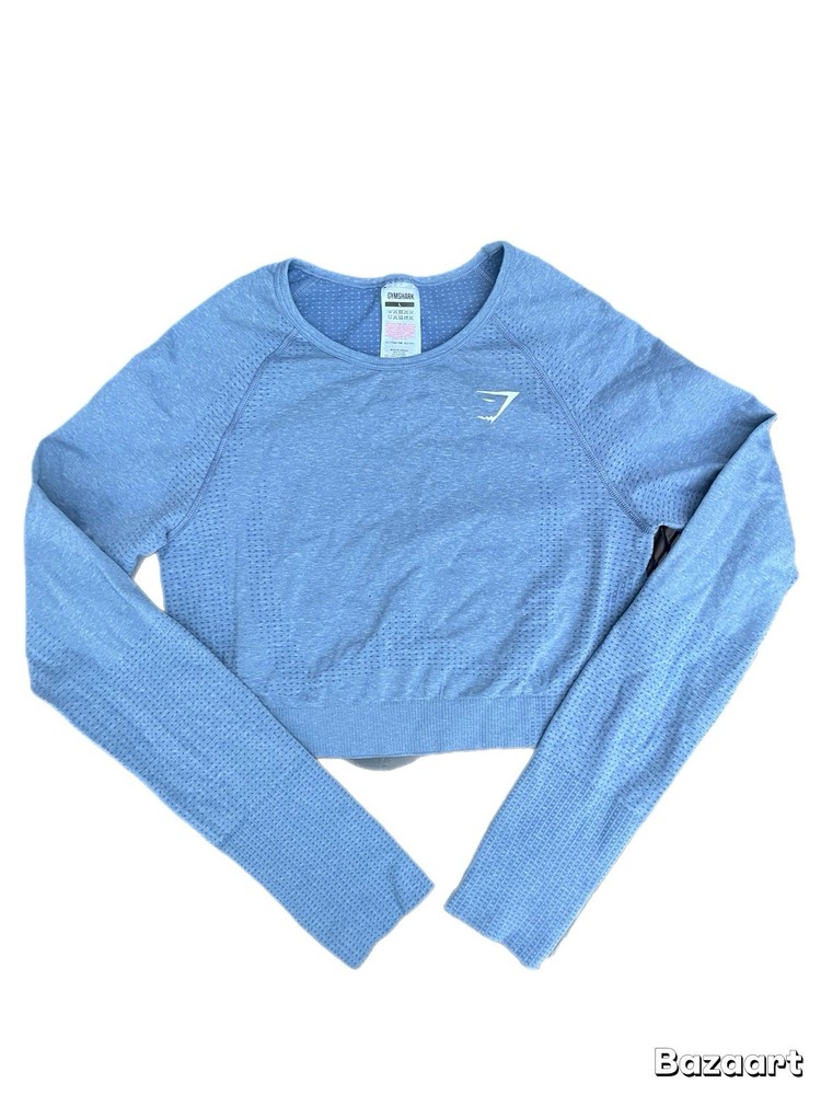 Gymshark Vital Seamless Long Sleeve Crop Top Blue Women’s Size L