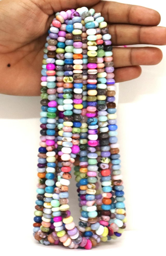 Multi-Color Opal Smooth Rondelle Beads 16