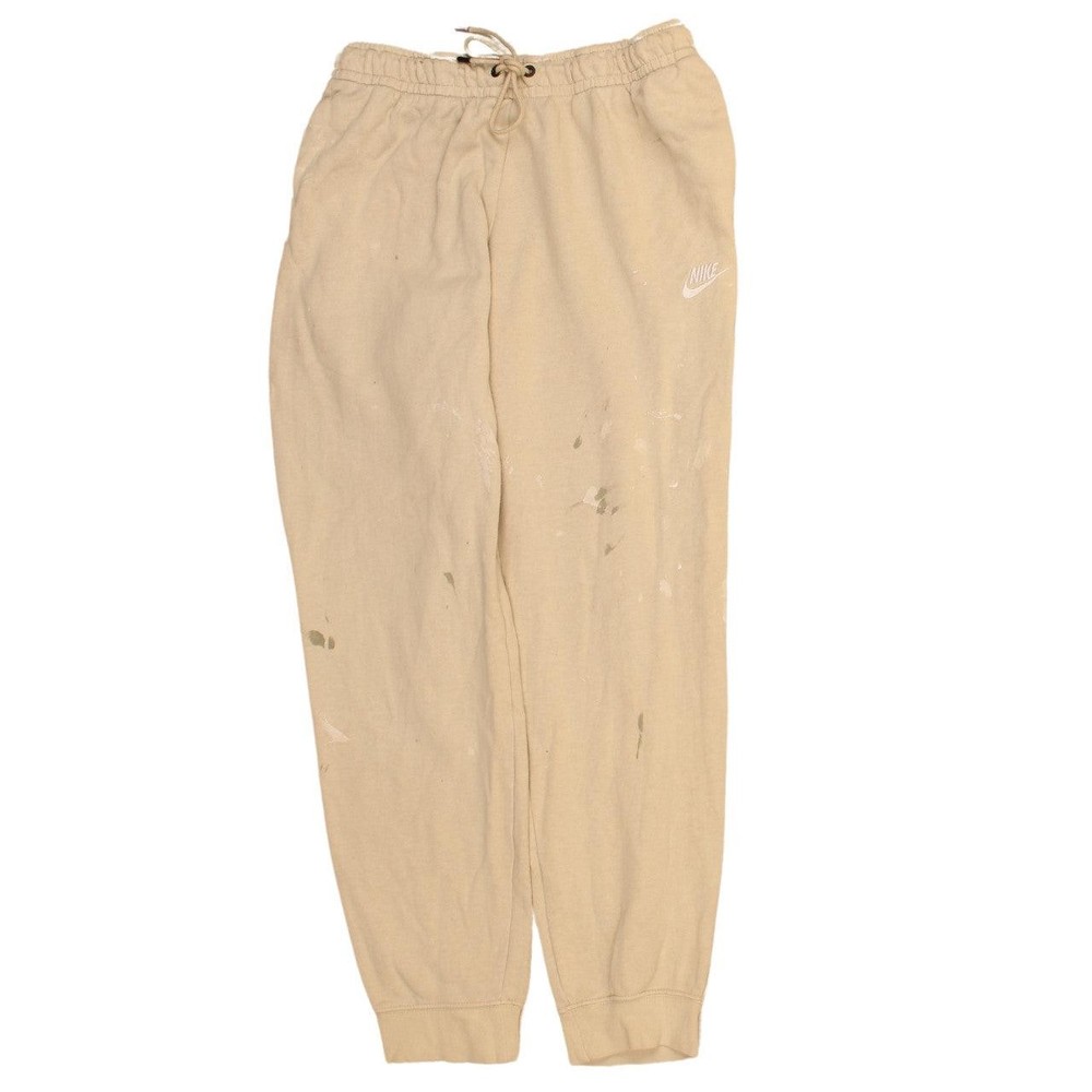 Nike Mens Joggers Beige Fleece Sweatpants Elastic Waist Tapered Leg Pockets M