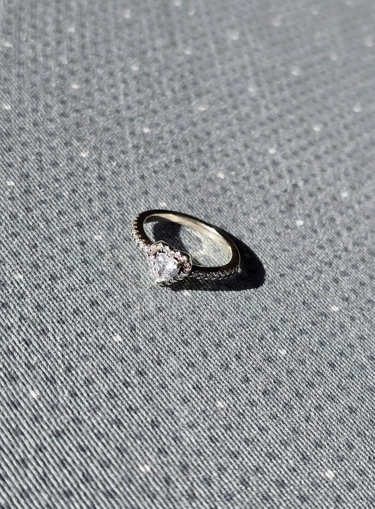 Sterling Silver Heart Cluster Ring - Size O