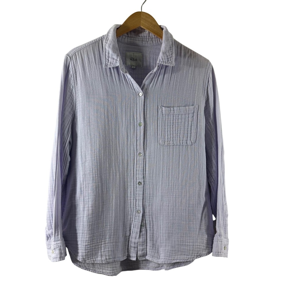 Rails Ellis Violet Organic Cotton Gauze Button Down Shirt Women's Large Preppy