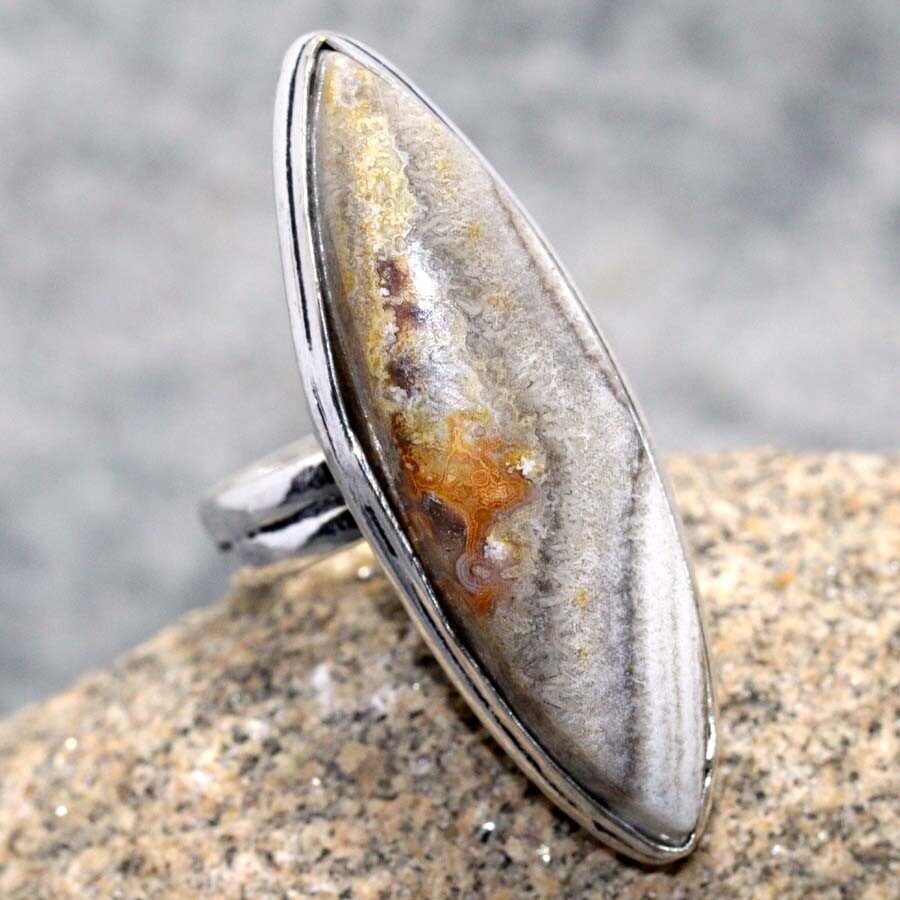 925 Silver Plated Mexican Laguna Lace Ethnic Ring US Size 6 Jewelry JW