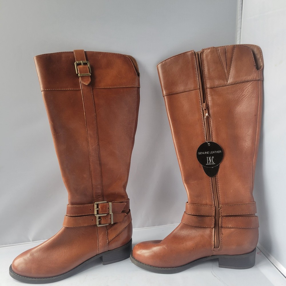 International Concepts Cognac Brown Frankii Genuine Leather Tall Riding Boots