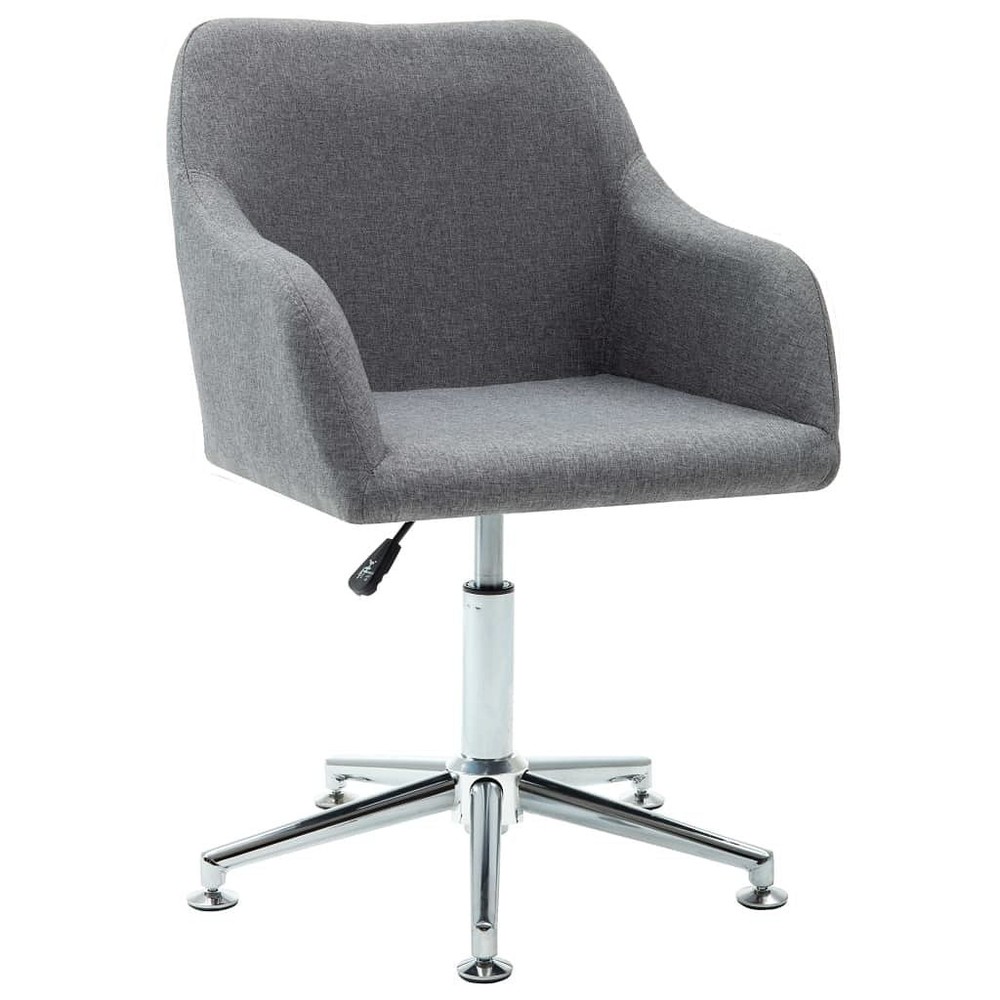 vidaXL Light Gray Fabric Swivel Office Chair with Adjustable Height