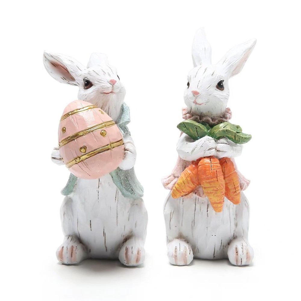 Cute Easter Rabbit Holding Eggs Ornaments Happy Easter Party Decoration For Home