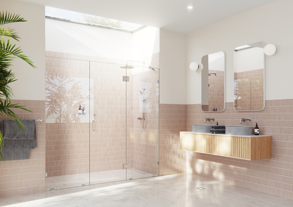 Stellar 78x98 Nickel Hinged Frameless Glass Shower Door GHF-98