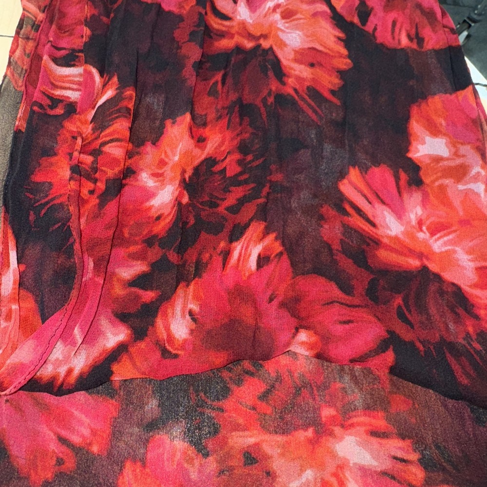 Calvin Klein Vintage Floral Scarf in Red Black Orange