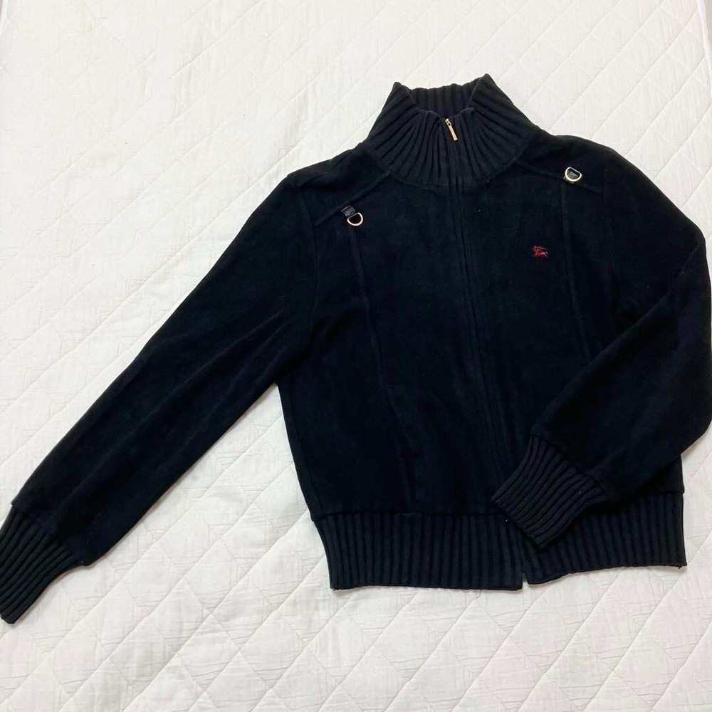 BURBERRY LONDON Zip Up Parka Cardigan Black Acrylic Rayon Kids Size 160A Used