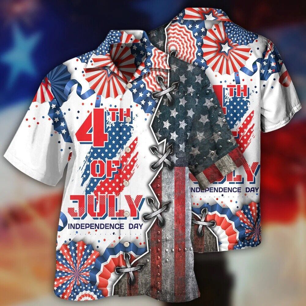 Camisa Hawaiana Celebra el Día de la Independencia 4 de Julio 3D Diseño Único