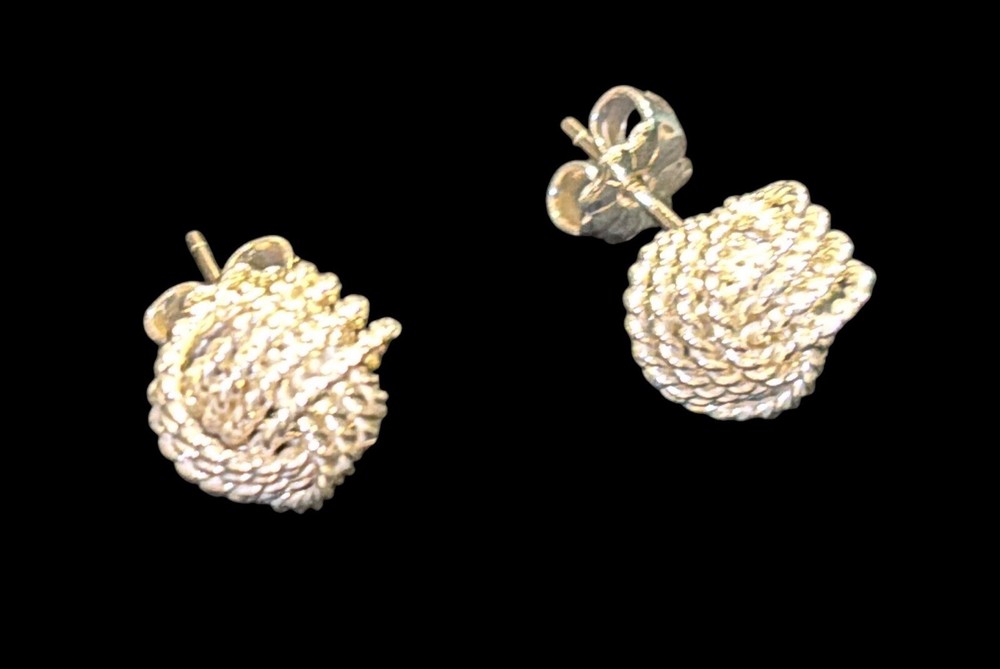 Tiffany & Co. Somerset Love Knot Cable Earrings in Sterling Silver w/ Pouch Box