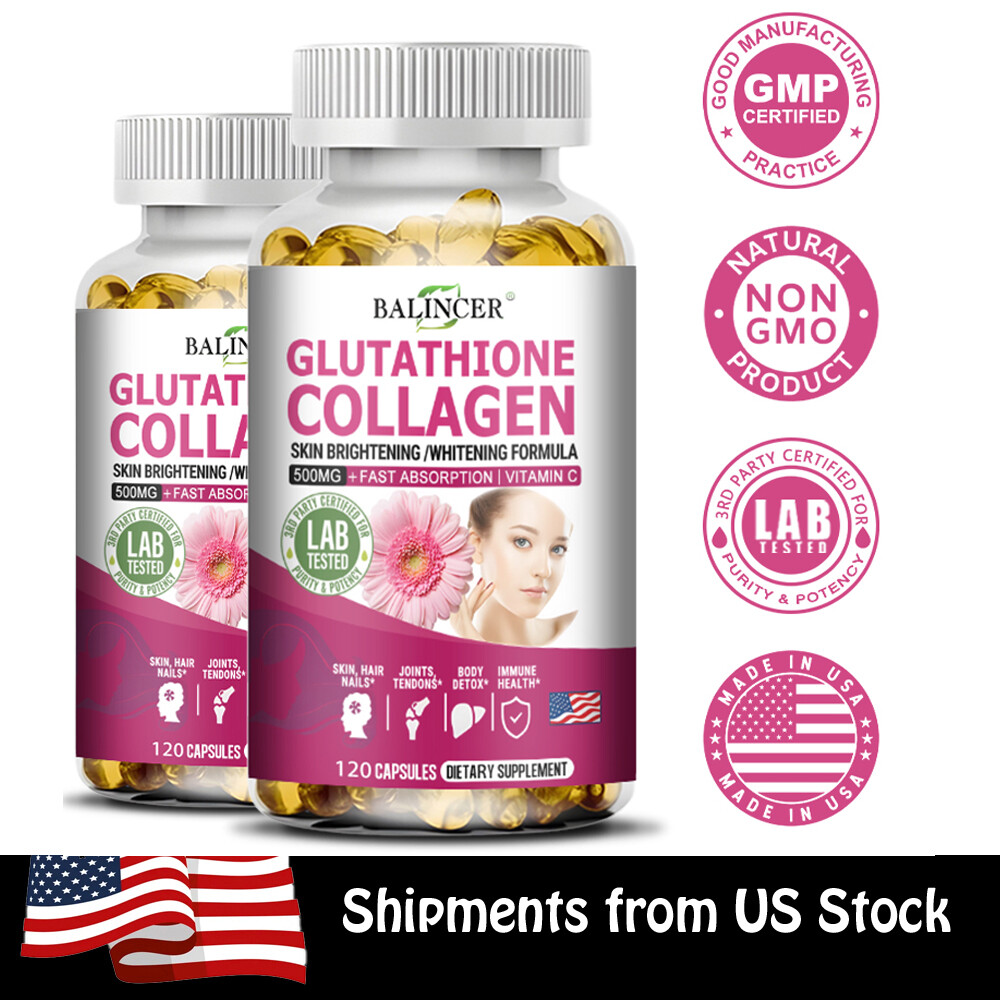 Glutathione Collagen Whitening Formula Antioxidant and Detoxification 120 Caps