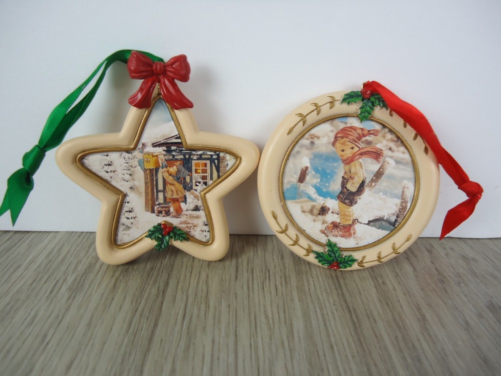 Lot of 2 MJ Hummell Danbury Mint Christmas Ornaments March Winds Letter to Santa