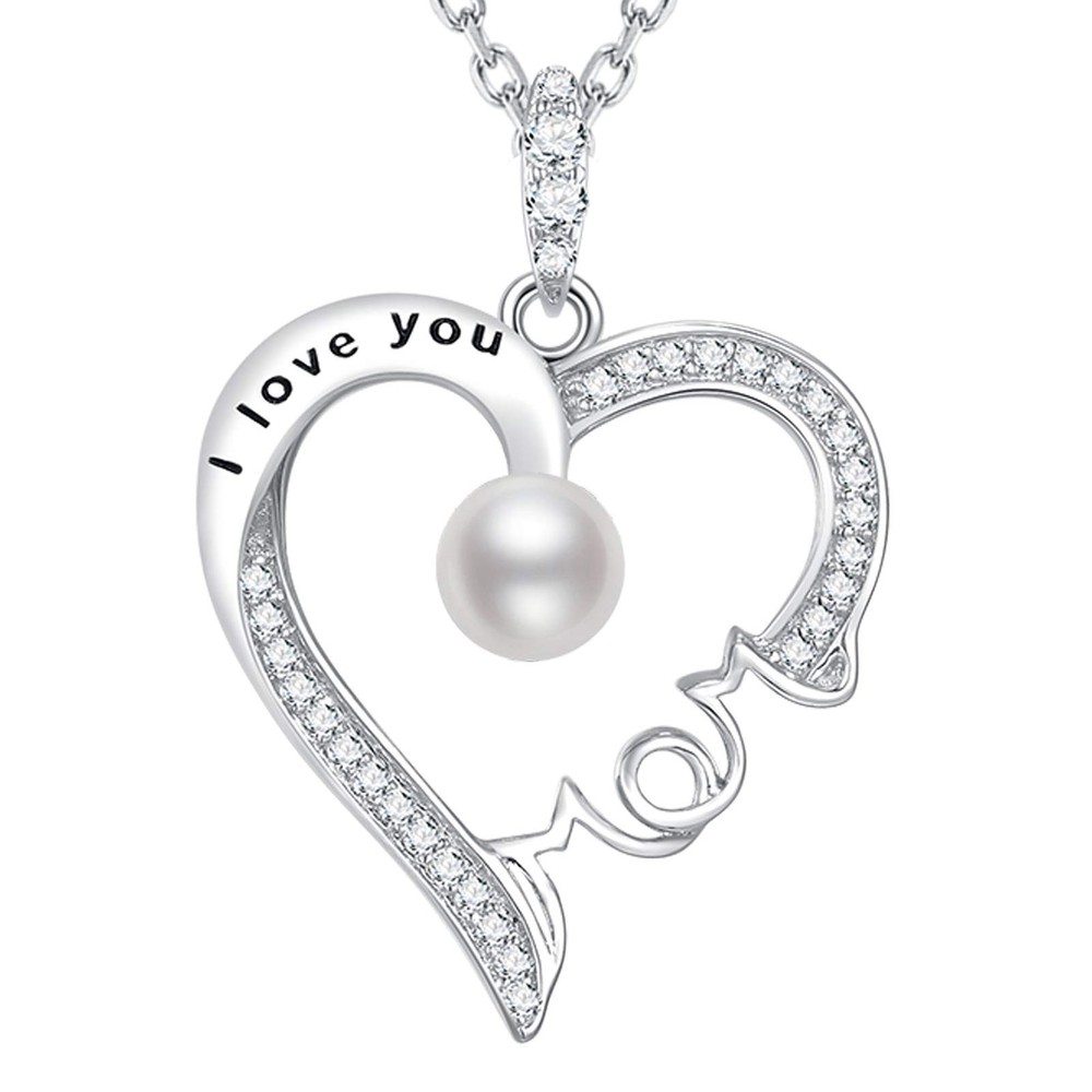 Birthday Gifts for Mom June Birthstone White Pearl Jewelry I Love You Mom Lov...