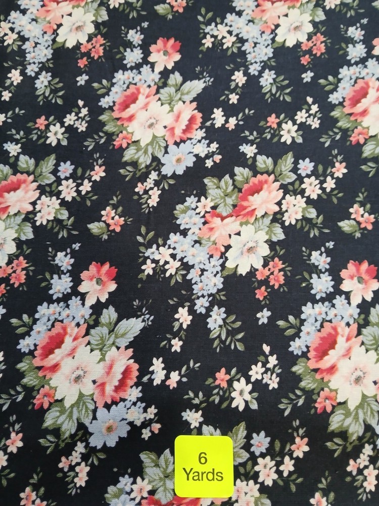 6 yards vintage floral reproduction cotton free ship MDG Flat fold