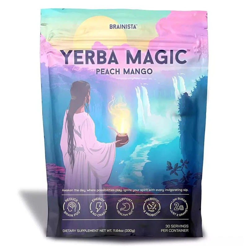 Yerba Magic 3-in-1 Peach Mango Probiotic Instant Tea Powder Super Drink
