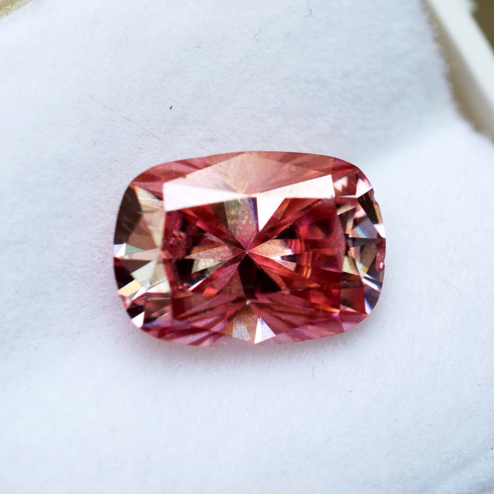 2.23 Ct Lab Created Pinkish Diamond Cushion Cut Certified Loose Gemstone