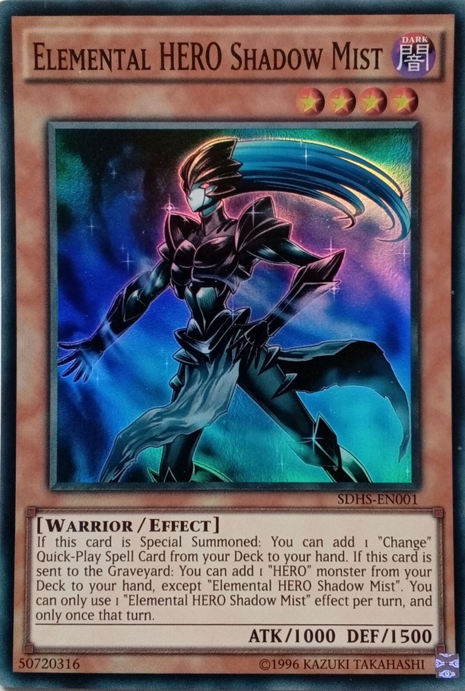 SDHS-EN001 ELEMENTAL HERO SHADOW MIST SUPER RARE MIXED EDITION YuGiOh CARD