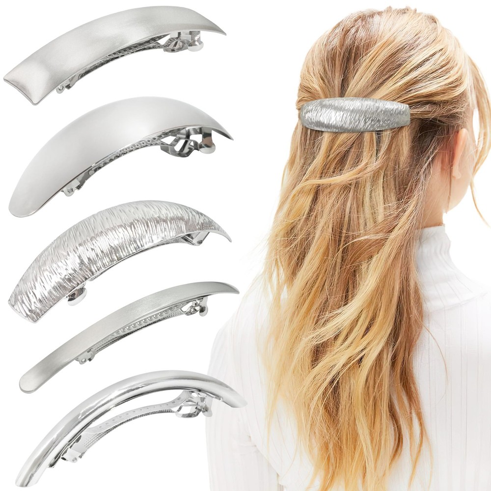 5-Piece Women's Metal Hair Clips - Retro Large Barrettes for Styling