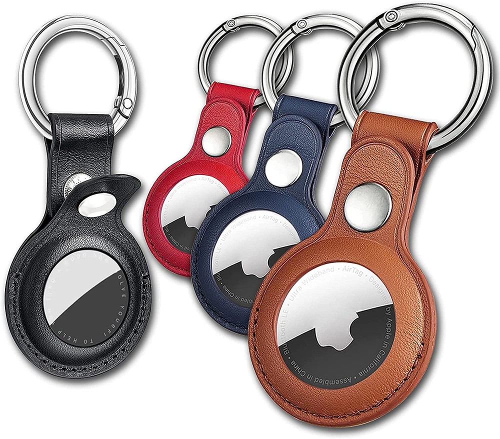 4-Pack Leather Keychain Holder for Apple AirTags - Protective and Stylish Design