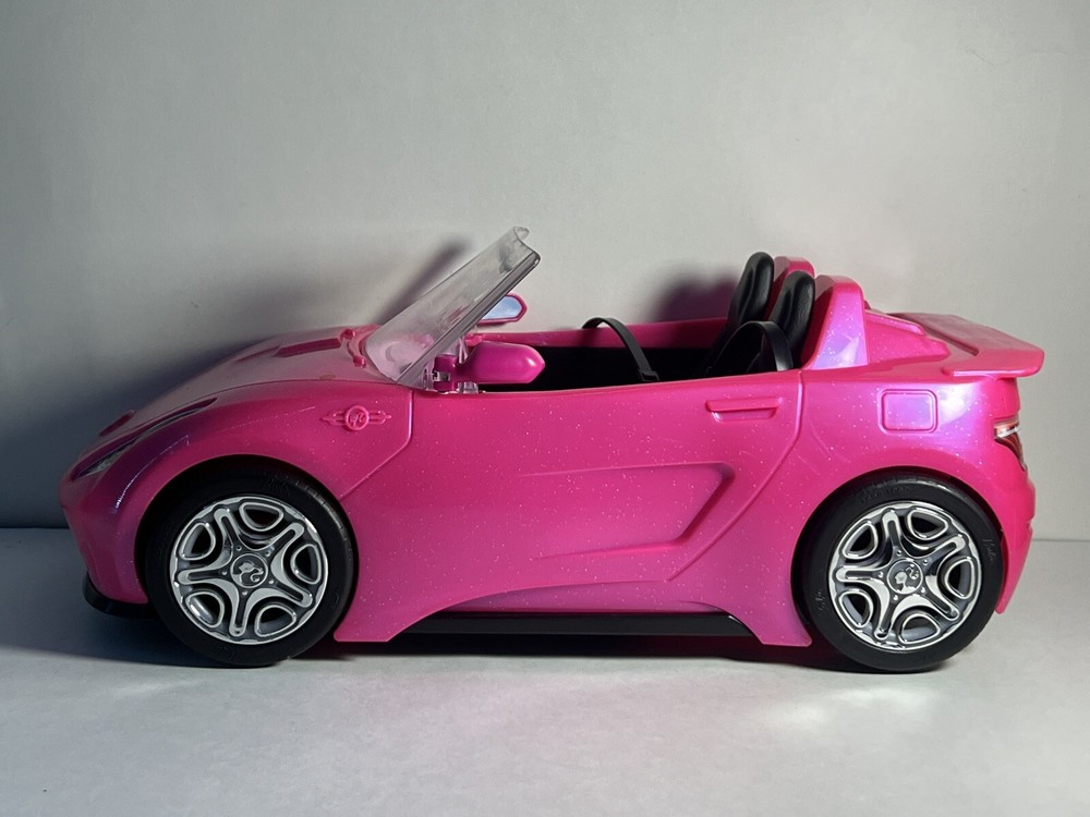 Barbie Corvette Convertible Push Car Mattel 2016 Pink & Black DVX59 PINK 13” L