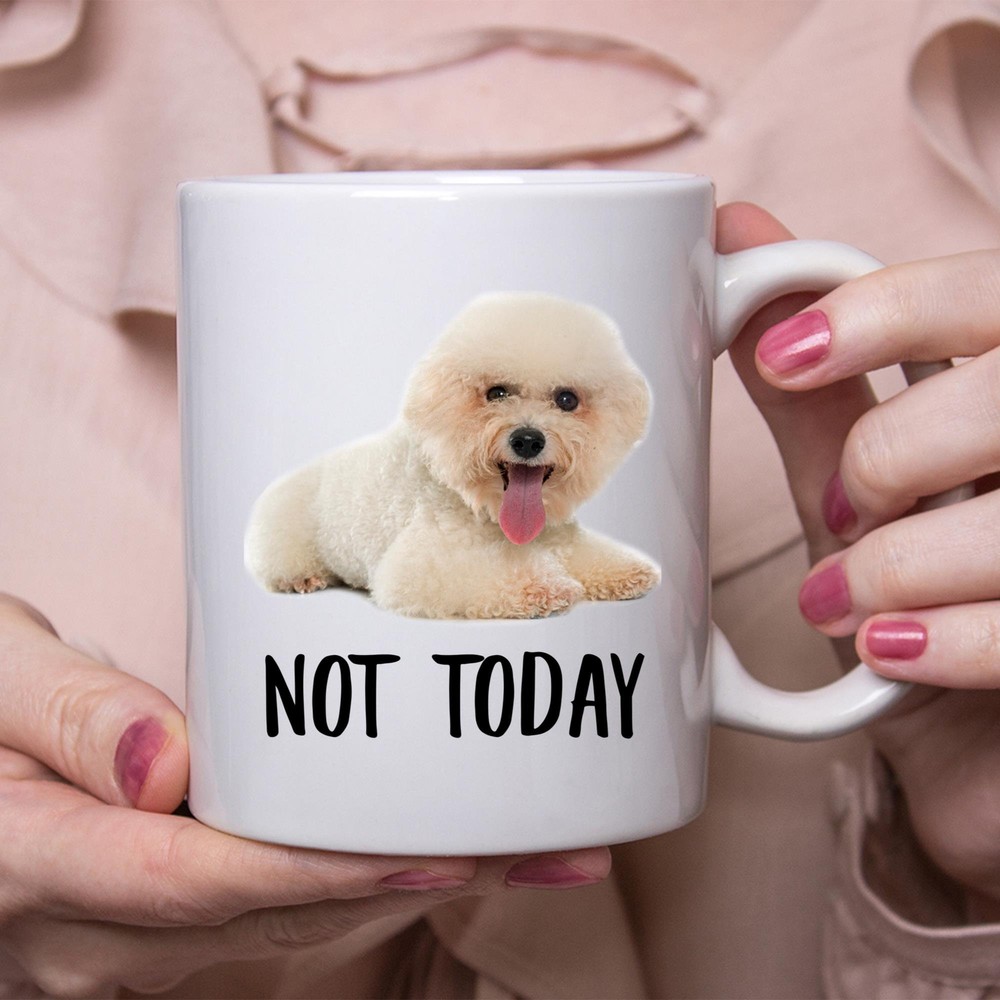 Funny Bichon Frise Champange Not Today Dog Mug Lazy Gift For Women Dogs Mom