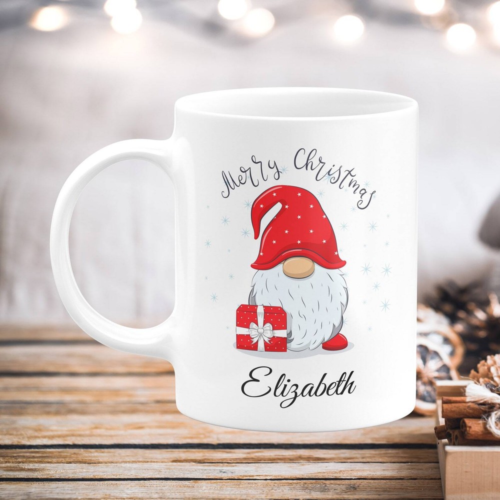 Personalized Gnome Christmas Mug Holiday Coffee Mug Hot Chocolate Mug My