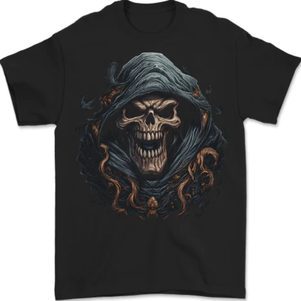 Crazy Grim Reaper Skull Demon Heavy Metal Mens T-Shirt 100% Cotton